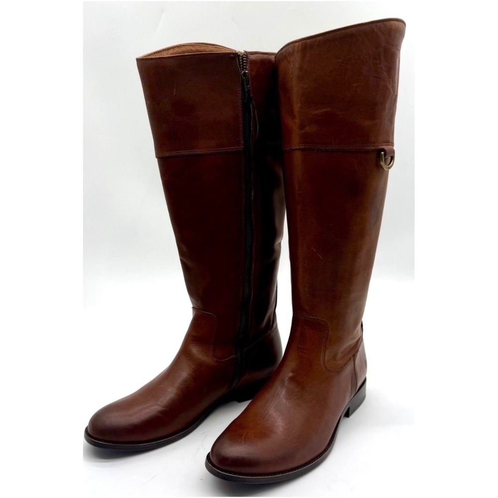 Frye Melissa D Ring Riding Boots Caramel Antique Pull Up Leather Sz 9 NWOB - Picture 9 of 11